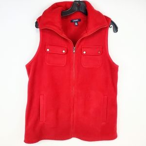 Chaps Cherry red vest fleece sleeveless collared